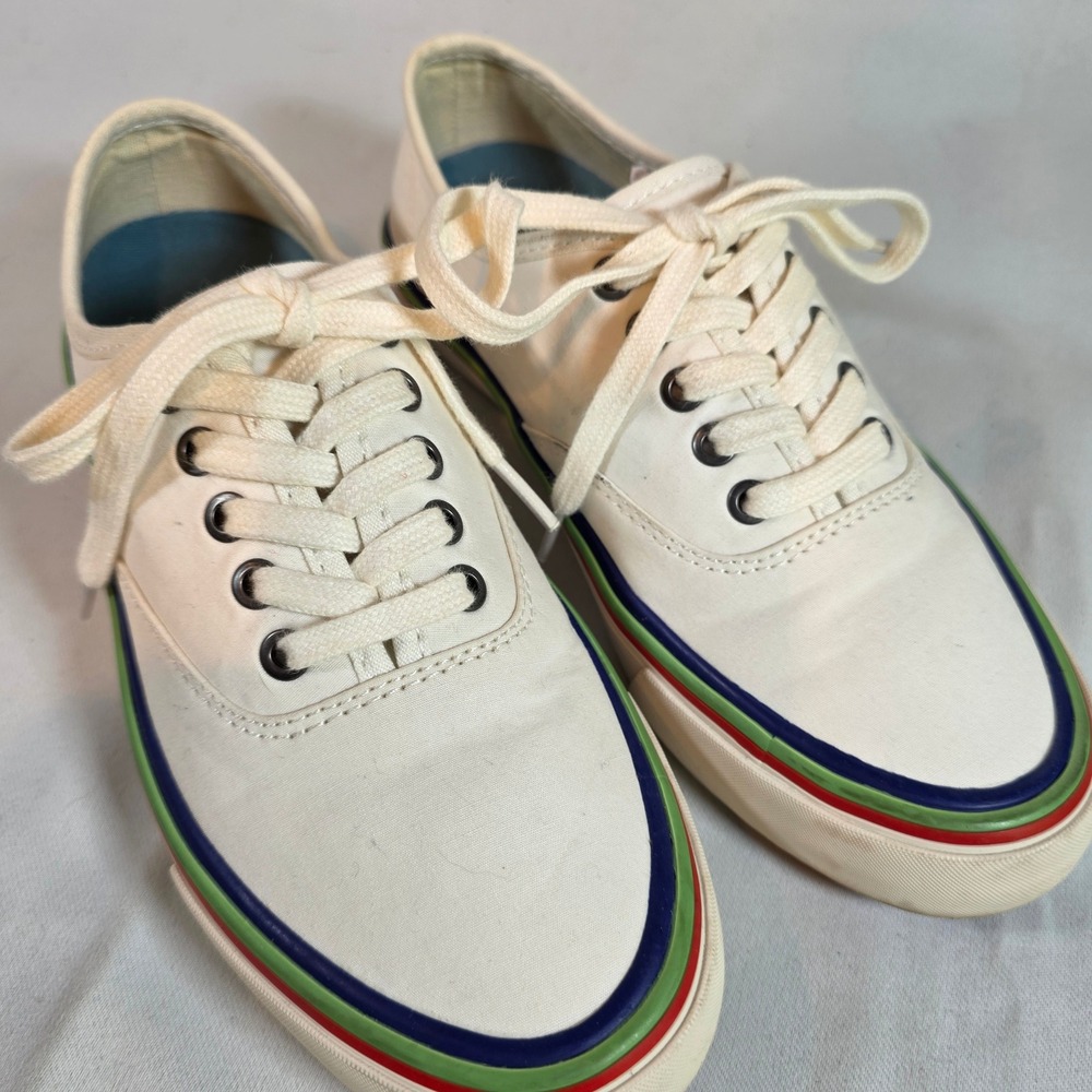 SeaVees Legend Sneaker Pride Poplin Twill White Rainbow Womens 6 Low Top Lace Up